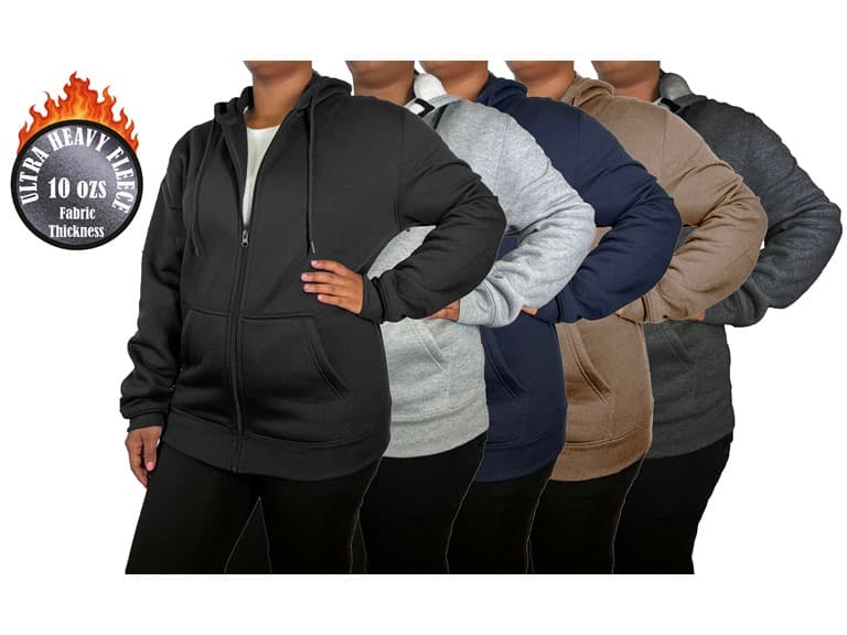 Womens Heavyweight Fleece-Lined Full Zip Hoodie - Image 1