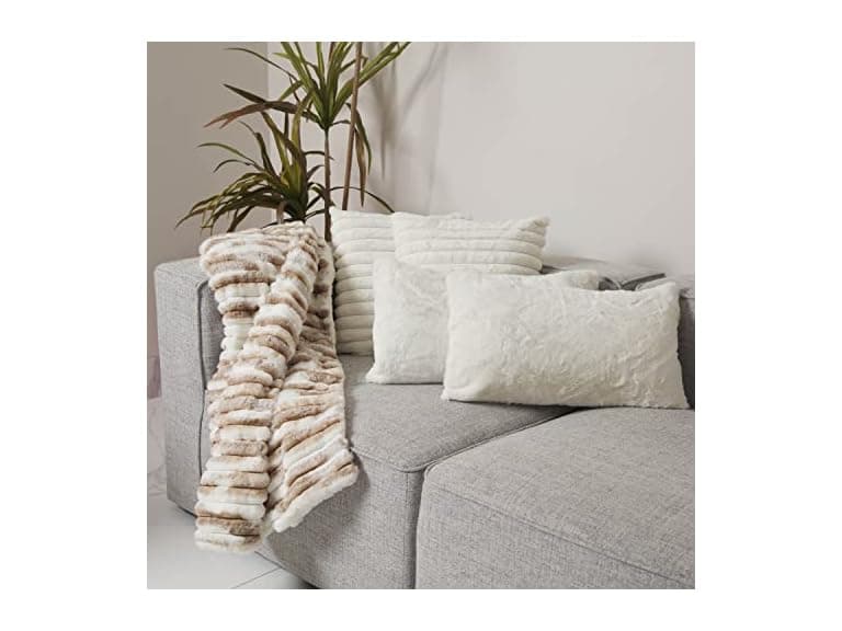 5-Pc Faux Fur Throw Blanket & Pillow Set - Image 1