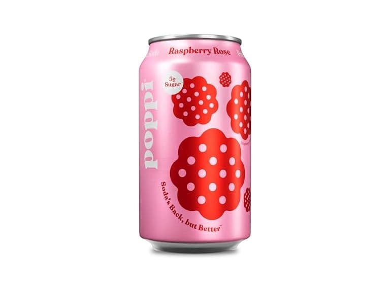 1CT Poppi Prebiotic Soda, Raspberry Rose, 12 oz - Image 1