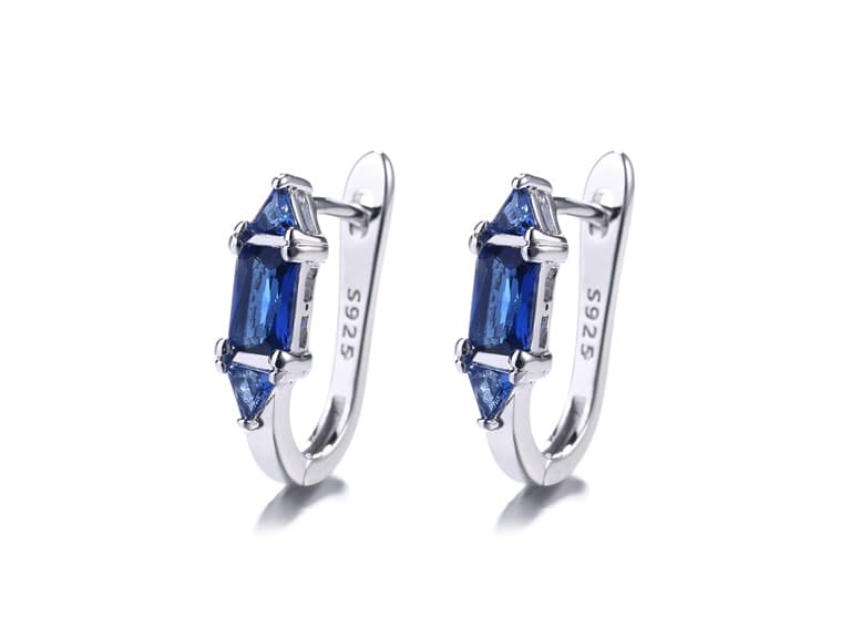 Sterling Silver Crystal Huggie Earrings - Image 1