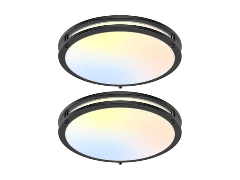 GoBright 18'' 50W Flush Mount Ceiling Light, Black LED - Image 1