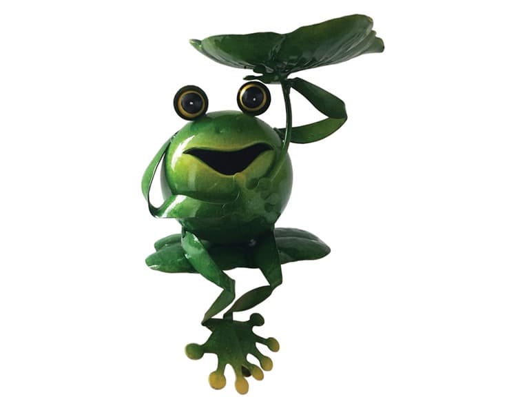 9.5" Iron Frog Bird Feeder - Image 1