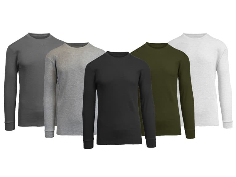 3Pk Asst Mens Waffle-Knit Thermal Shirts - Image 1