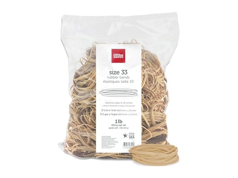 Office Depot Rubber Bands, #33, 3 1/2in. x 1/8in., 1 Lb. Bag - Image 1