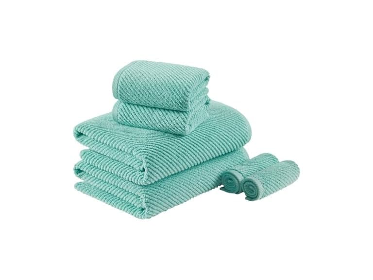 Madison Park Bathroom Towel Set of 6 Diagonal Ribbed - Image 1