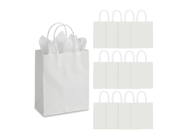 Fun Express DIY Large White Paper Gift Bags - (Pack of 12) - Image 1
