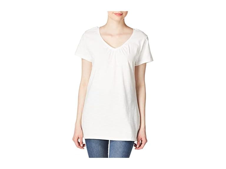 Hanes Women Shirred V-neck T-shirt - Image 1