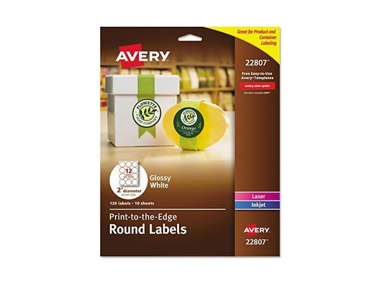 Avery Printable Round Labels with Sure Feed Technology, Glo - Image 1