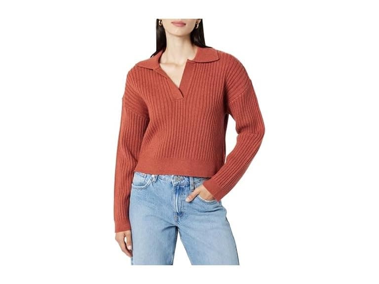 The Drop Marcy Ribbed Collar Relaxed Pullover (XL) - Image 1