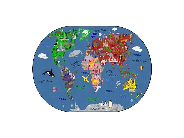 Flagship Carpets World Traveler Classroom Educational Area Rug - Image 1
