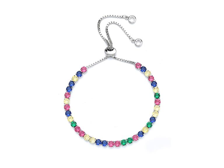 White Gold Adjustable Tennis Bracelet - Image 1