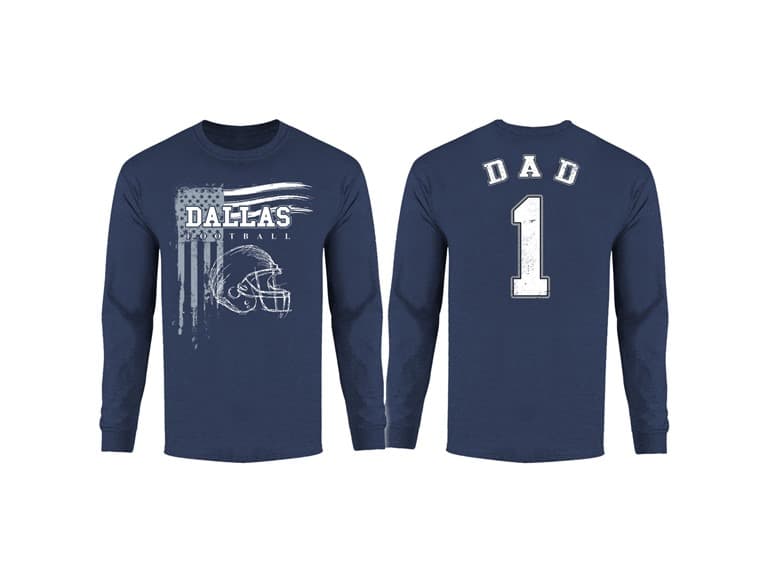 Dad #1 Vintage USA Flag Football Long Sleeve Shirt - Image 1