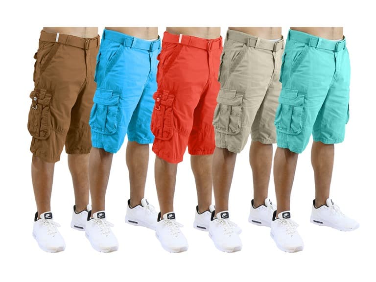 2Pk Mens Belted Cargo Utility Shorts - Image 1