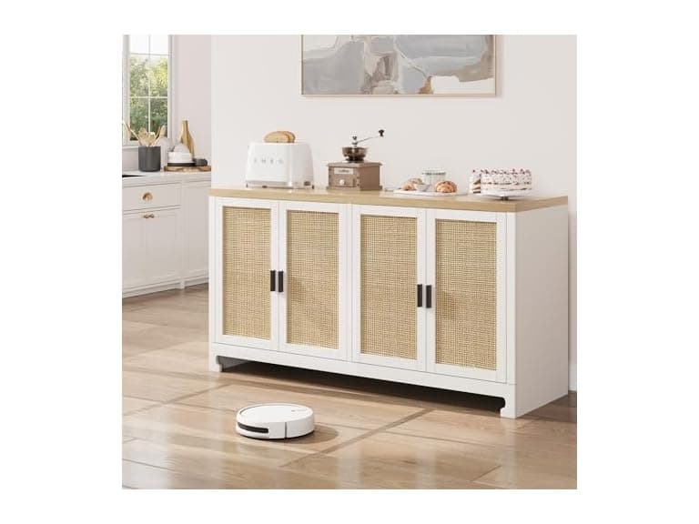 IDEALHOUSE 61" Rattan Cabinet, 4 Doors - Image 1
