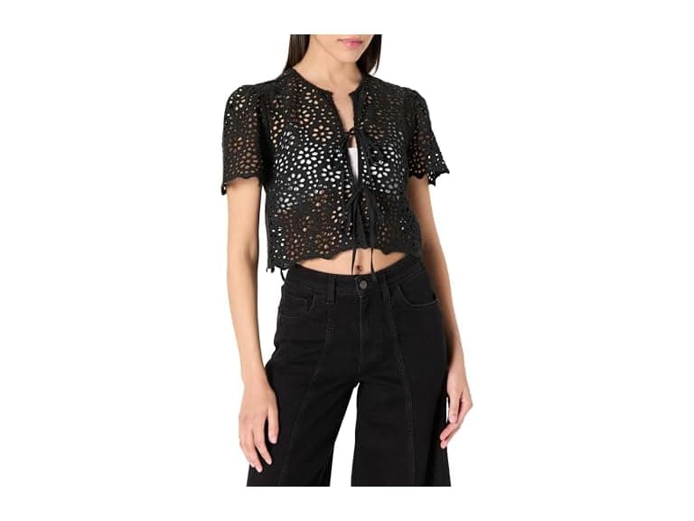 The Drop Women’s Doca Lace Tie Front Top - Image 1