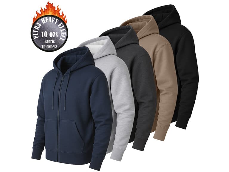 Mens Heavyweight Fleece-Lined Full Zip Hoodie - Image 1