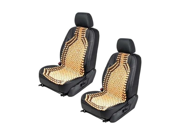 Zone Tech SE0033 Wood Beaded Seat Cushion 2-Pack Natural