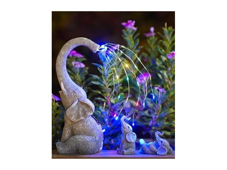 3 Pc Solar Elephant Garden Statue Set - Image 1