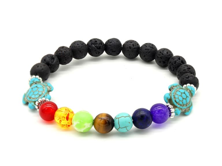 Chakra And Turtle Natural Stone Bracelet - Image 1