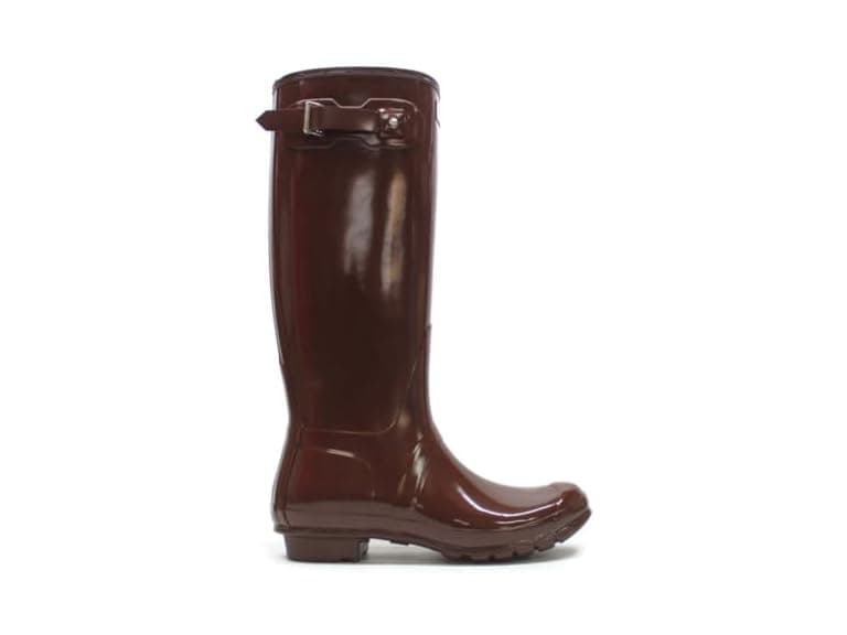 Hunter Womens Original Tall Gloss Boots Brown (Open Box) (Open Box) - Image 1