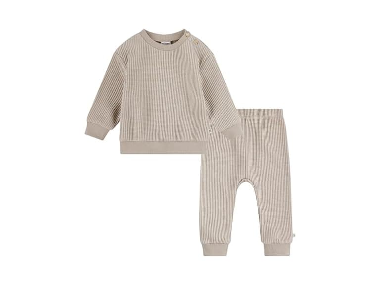 Huggies Waffle Knit Crewneck Sweatshirt Pants Set - Image 1
