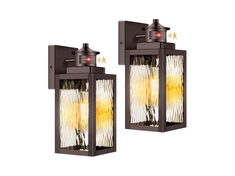 BesLowe 2-Pack Motion Sensor Wall Lights, Brown - Image 1