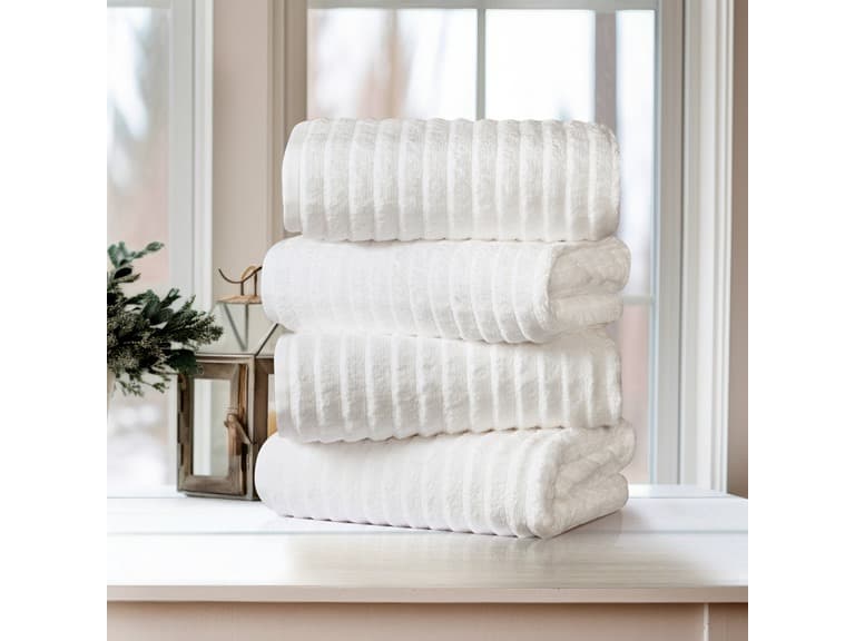 4 Pk Ribbed Egyptian Cotton Towel Set - Image 1