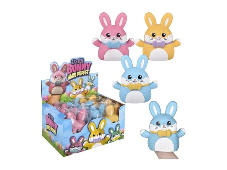 Easter Bunny Stretchy Hand Puppet 6 Inch - Image 1