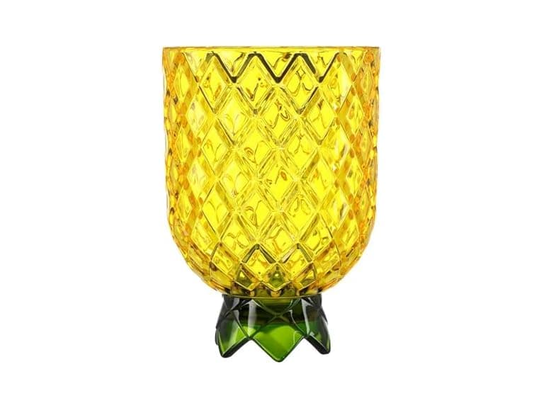 Slant Party Supplies - Set of 4 Acrylic Wine Glasses, 12-Ounce, Yellow Pineapple - Image 1