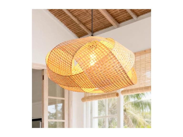 Parrot Uncle D3051 Medium Woven Bamboo Pendant Light - Image 1