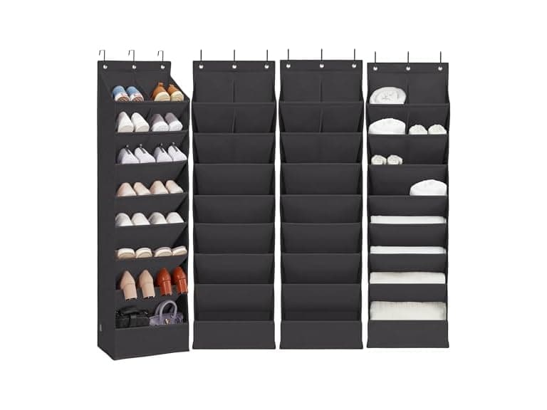 Door Shoe Organizer with 10 Extra Large Pockets, 4-Pack Black - Image 1