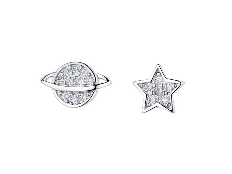 Star and Planet Crystal Stud Earrings - Image 1