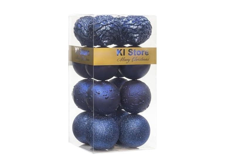 KI Store Large Dark Blue Christmas Balls 4-Inch 16pcs - Image 1