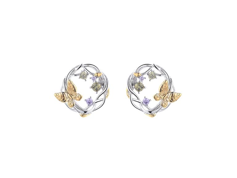 Gold Plated Two Tone Floral Earrings - Image 1