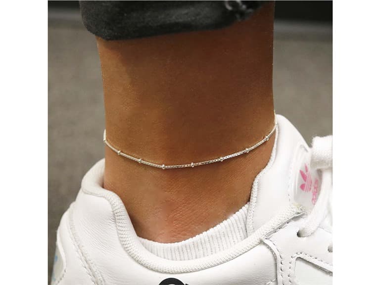925 Sterling Silver Baby Bead Anklet - Image 1