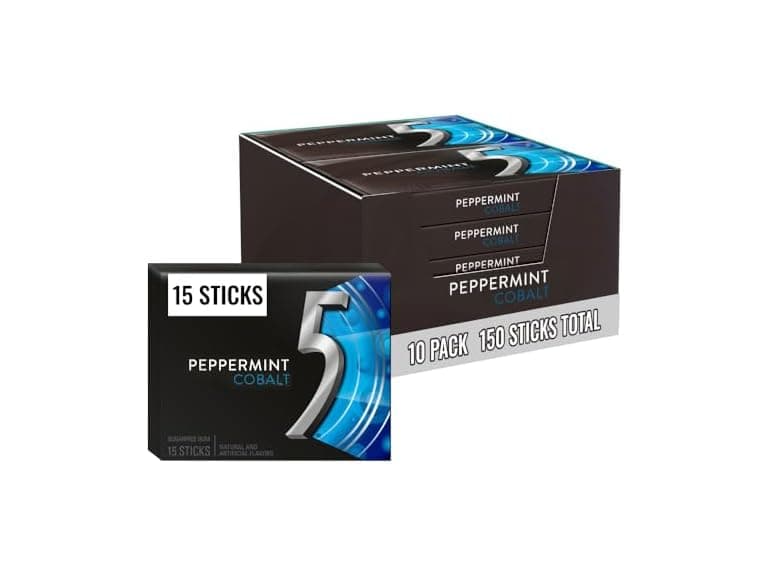 10PK 5 GUM Peppermint Cobalt Sugar Free Chewing Gum - Image 1
