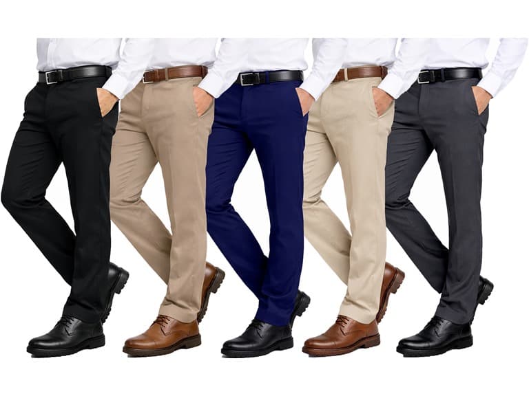 3Pk Mens Slim Fit Stretch Dress Pants