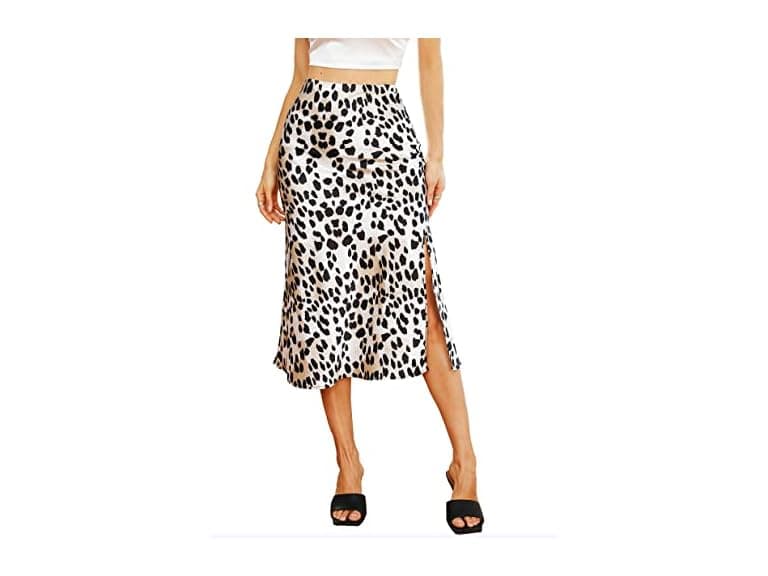Alcea Rosea Women (XL) Silky Satin Midi High Skirt - Image 1
