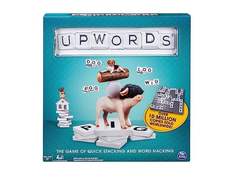 Upwords, Classic Word Game with Stackable Letter Tiles - Image 1