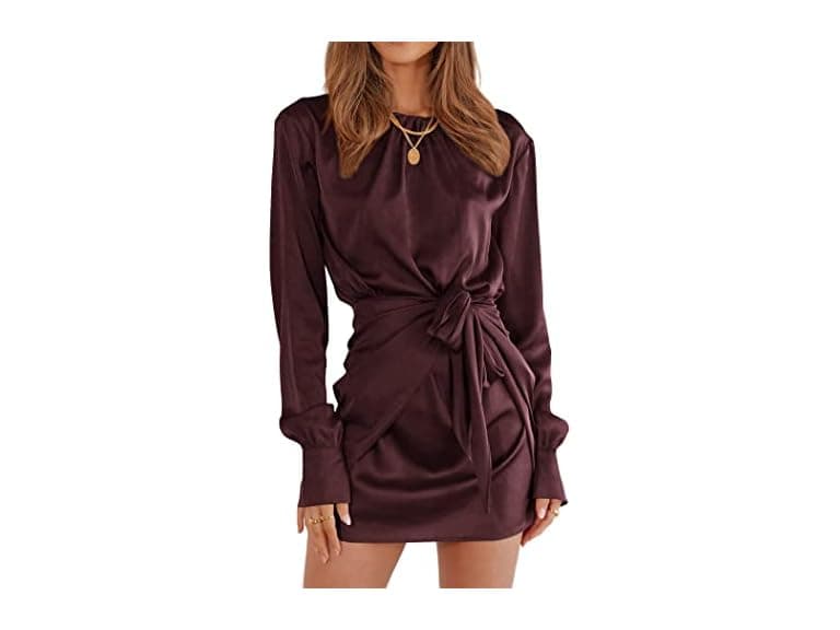 Prettygarden Women Spring Satin Long Sleeve Dress - Image 1