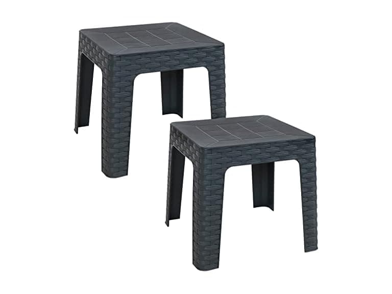 Sunnydaze Decor RBW-075-2PK 2 Gray Side Tables Grey - Image 1