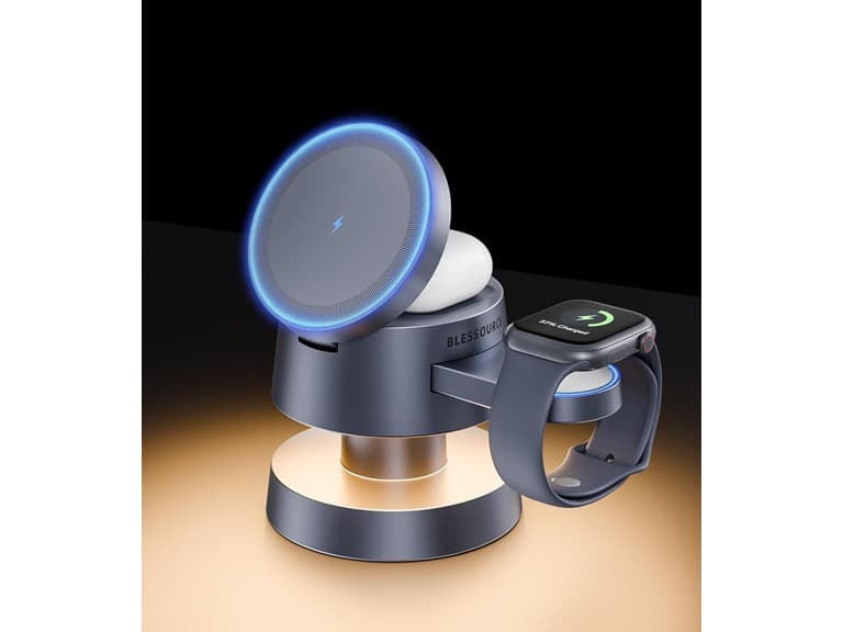 BLESSOURCE 4-in-1 Magnetic Wireless Charging Station