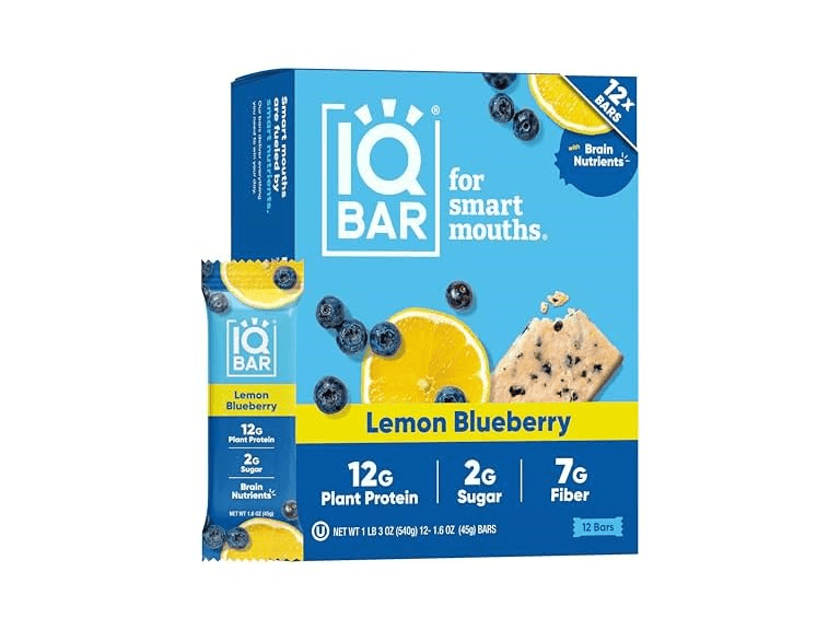 24CT IQBAR Clean Plant Protein Bars | Lemon Blueberry - Image 1