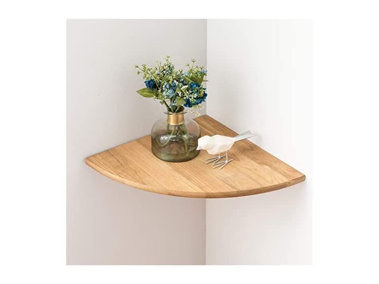 10" Solid Oak Wood Corner Shelf - Image 1