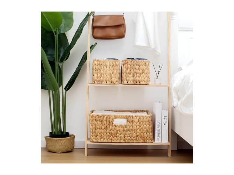 JS HOME Water Hyacinth Wicker Storage Baskets - Image 1