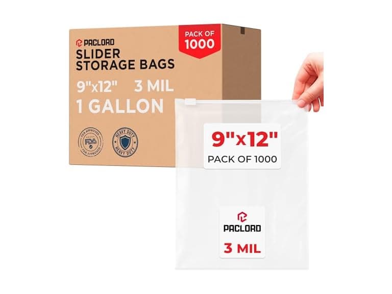 Paclord 1 Gallon 9" x 12" Slider Zip Poly Bags, Pack of 300  - Image 1