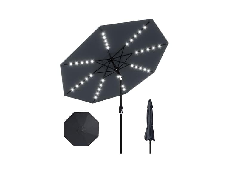 GarveeLife 10 ft Patio Umbrella with Solar Lights