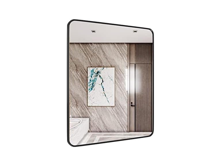 SNUGACE Black Metal Framed Mirror Rectangle