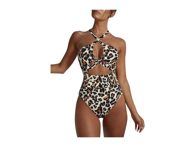 Hilor Girls (18) Swimwear Plunge V Neck Swimsuit - Image 1