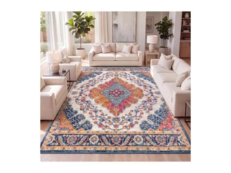 JONATHAN Y Boho Vintage Rug 8x10 Blue - Image 1
